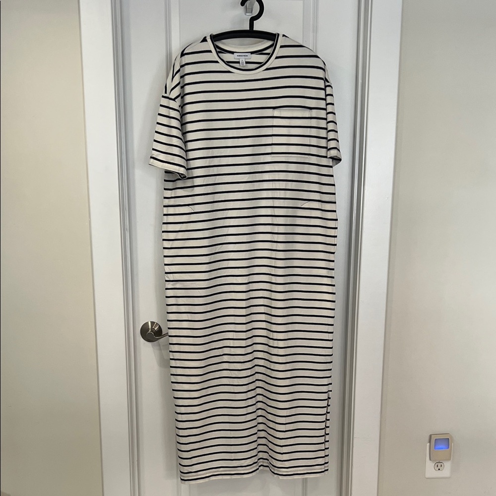 Striped Blue and White T-Shirt Dress